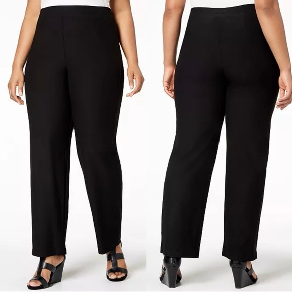 EILEEN FISHER Woman System Washable Crepe Pants Black Pull On Elastic Waist - Picture 10 of 10